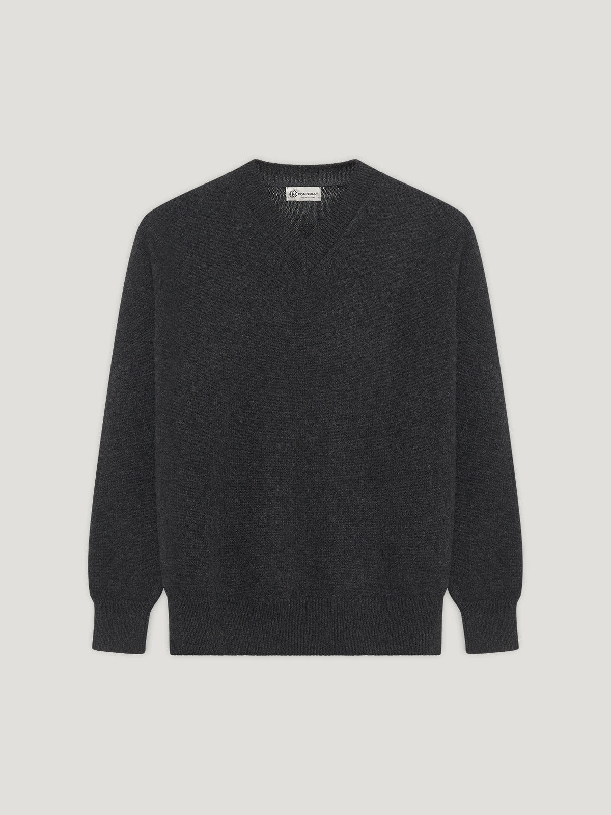 Charcoal 4 Ply Favourite V Neck Sweater - Connolly