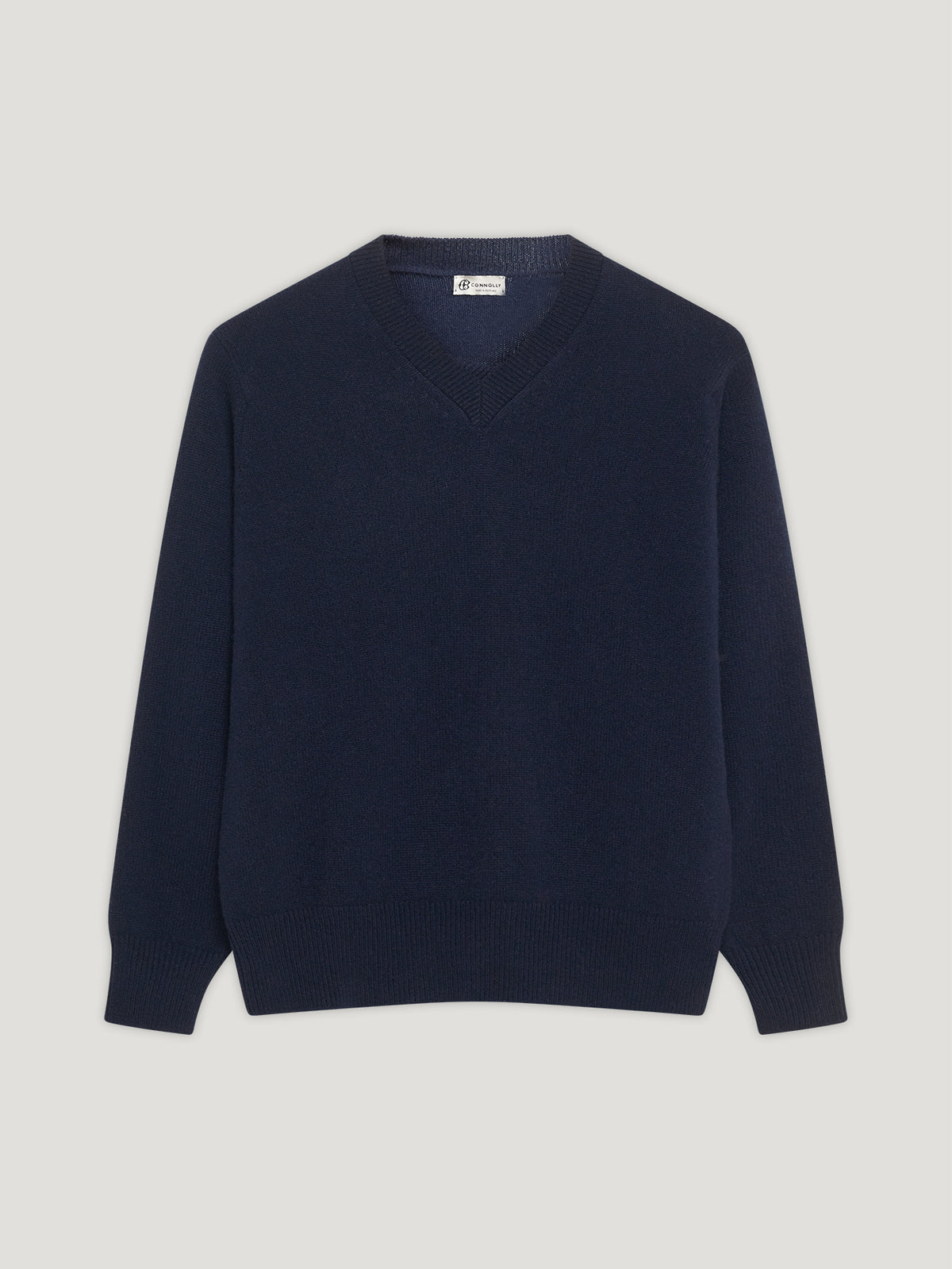 Navy 4 Ply Favourite V Neck Sweater - Connolly