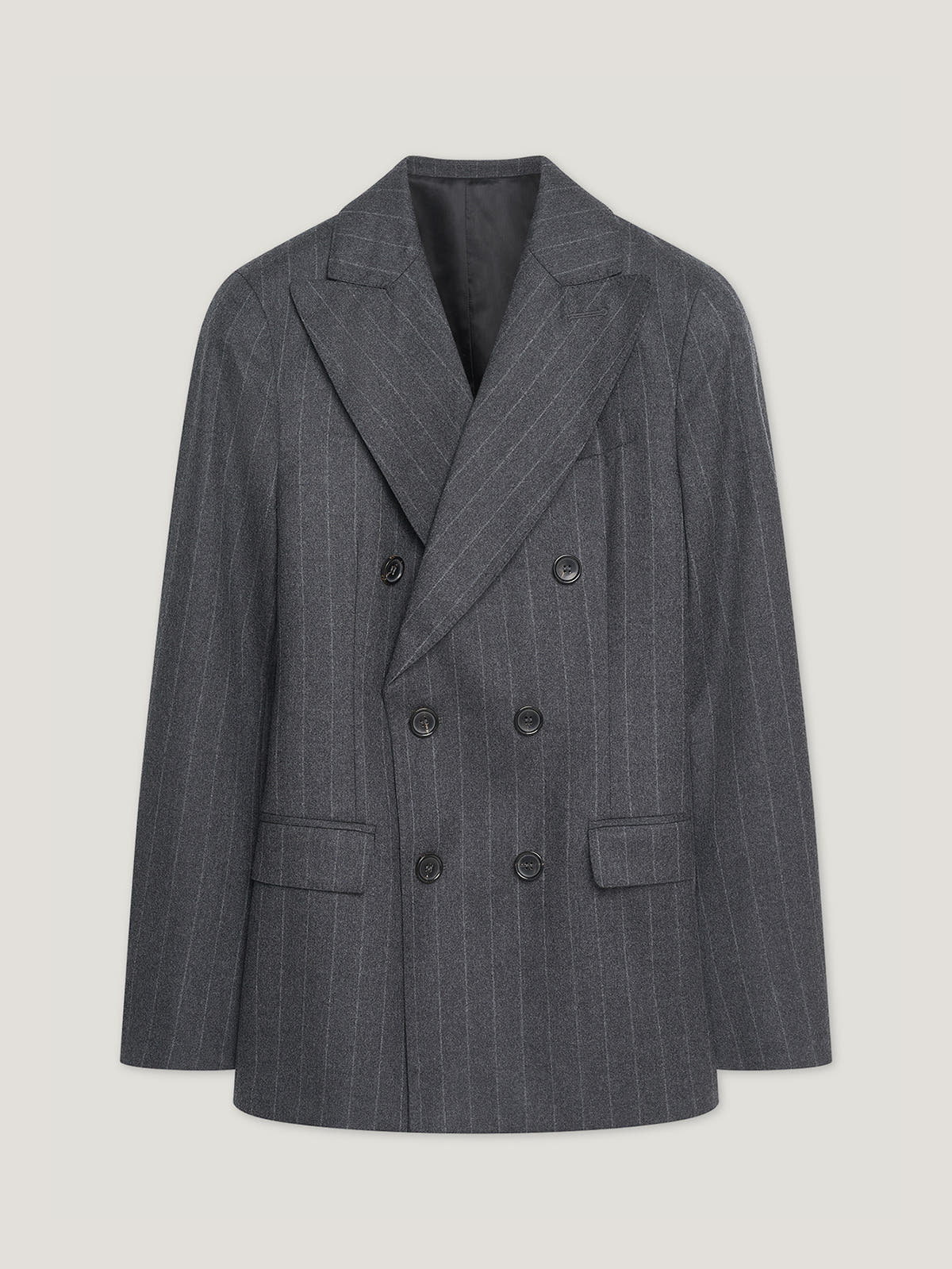 Charcoal Chalk Stripe Double Breasted Jacket - Connolly