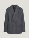 Charcoal Chalk Stripe Double Breasted Jacket
