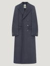 Navy Double Breasted Peak Label Long Coat