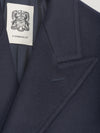 Navy Double Breasted Peak Label Long Coat