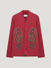 Dark Red Single Breasted Paisley Jacket