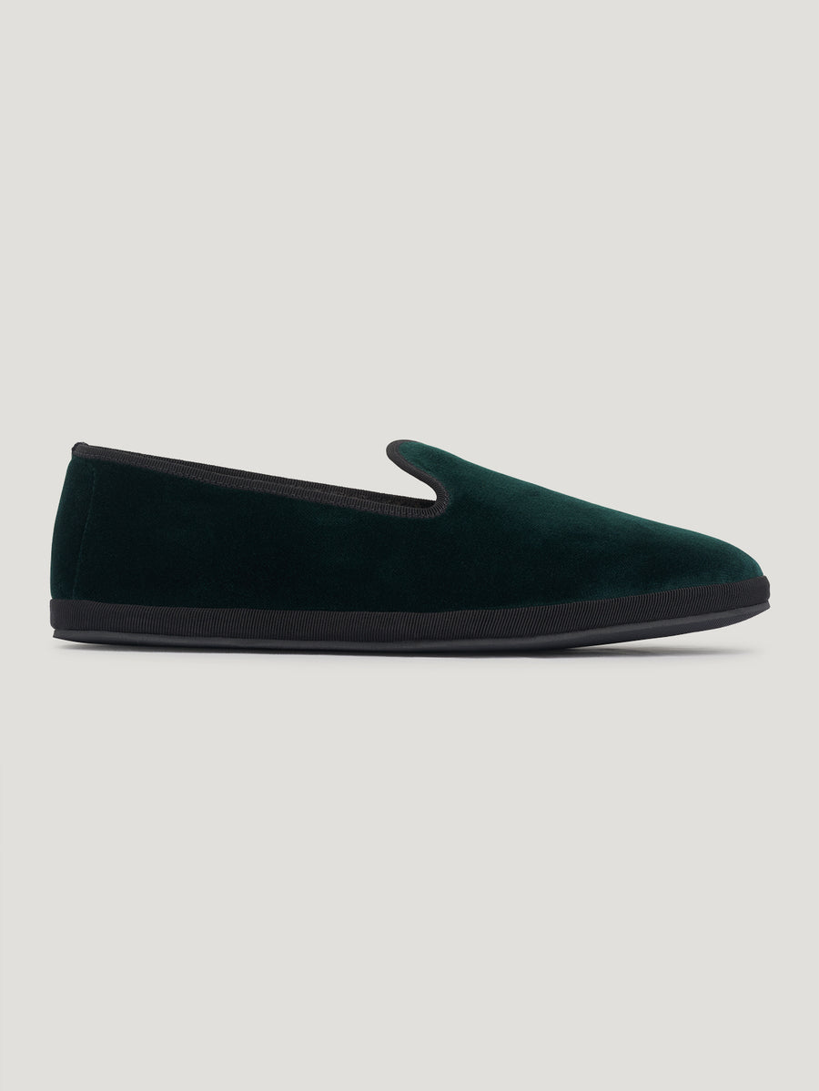 Forest Green Velvet Slippers - Connolly