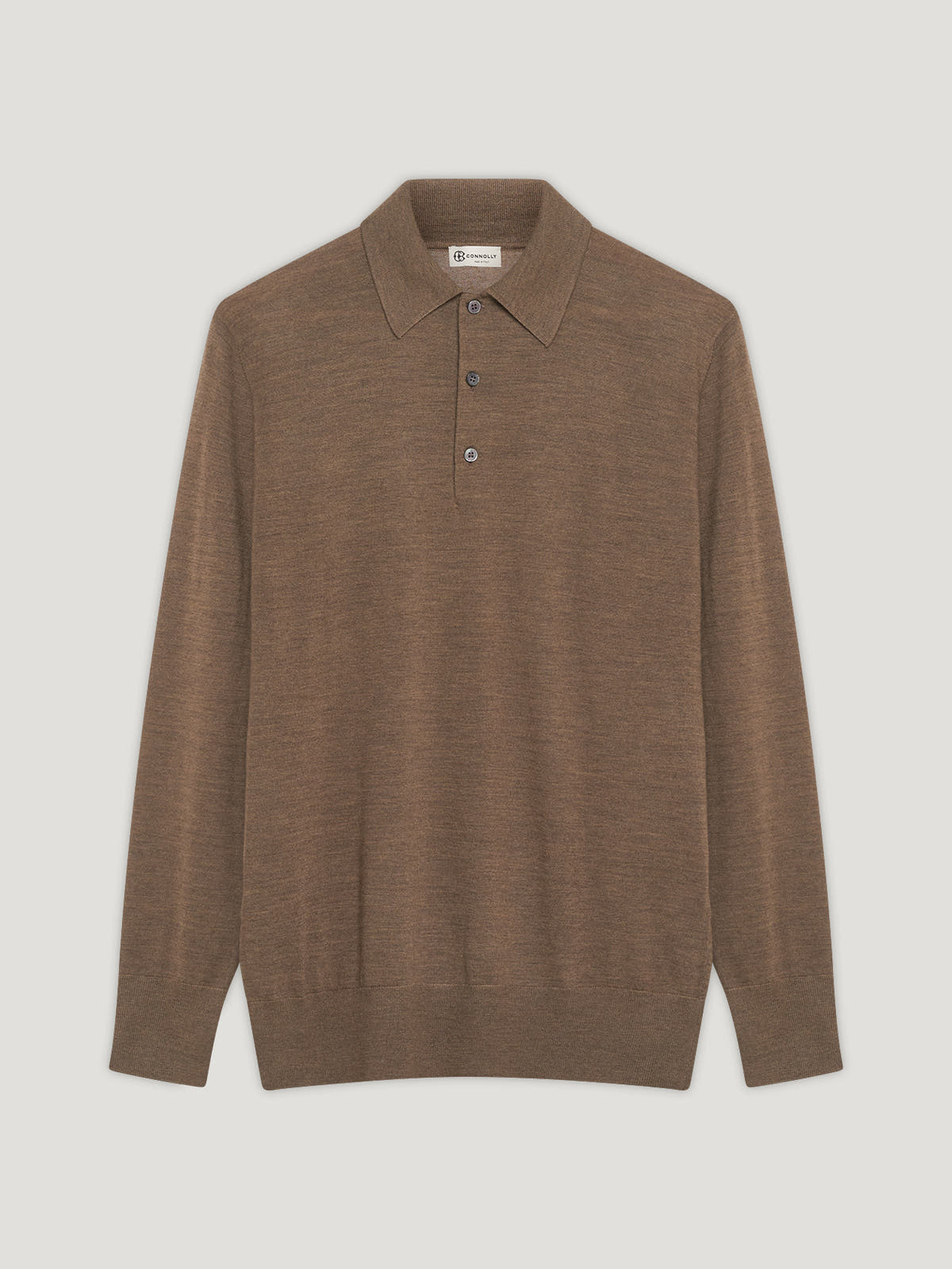 Brown 3 Button Merino Polo Shirt - Connolly