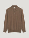 Brown 3 Button Merino Polo Shirt