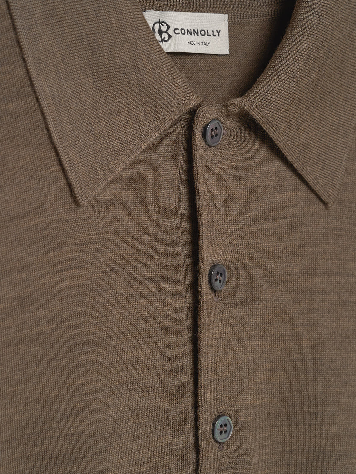 Brown 3 Button Merino Polo Shirt - Connolly