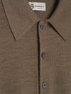 Brown 3 Button Merino Polo Shirt