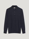 Navy 3 Button Merino Polo Shirt