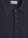 Navy 3 Button Merino Polo Shirt