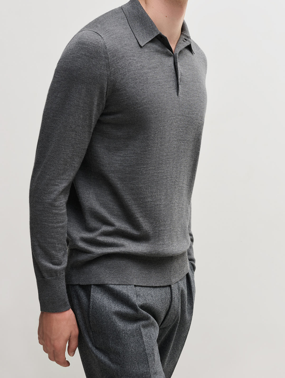3 Button Merino Polo Shirt