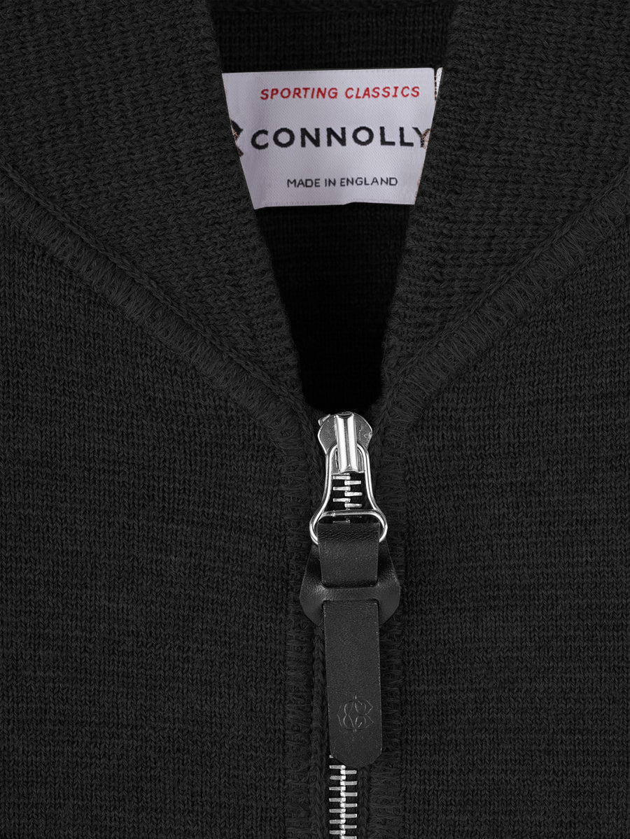 Black Wool Drop Back Car Vest - Connolly