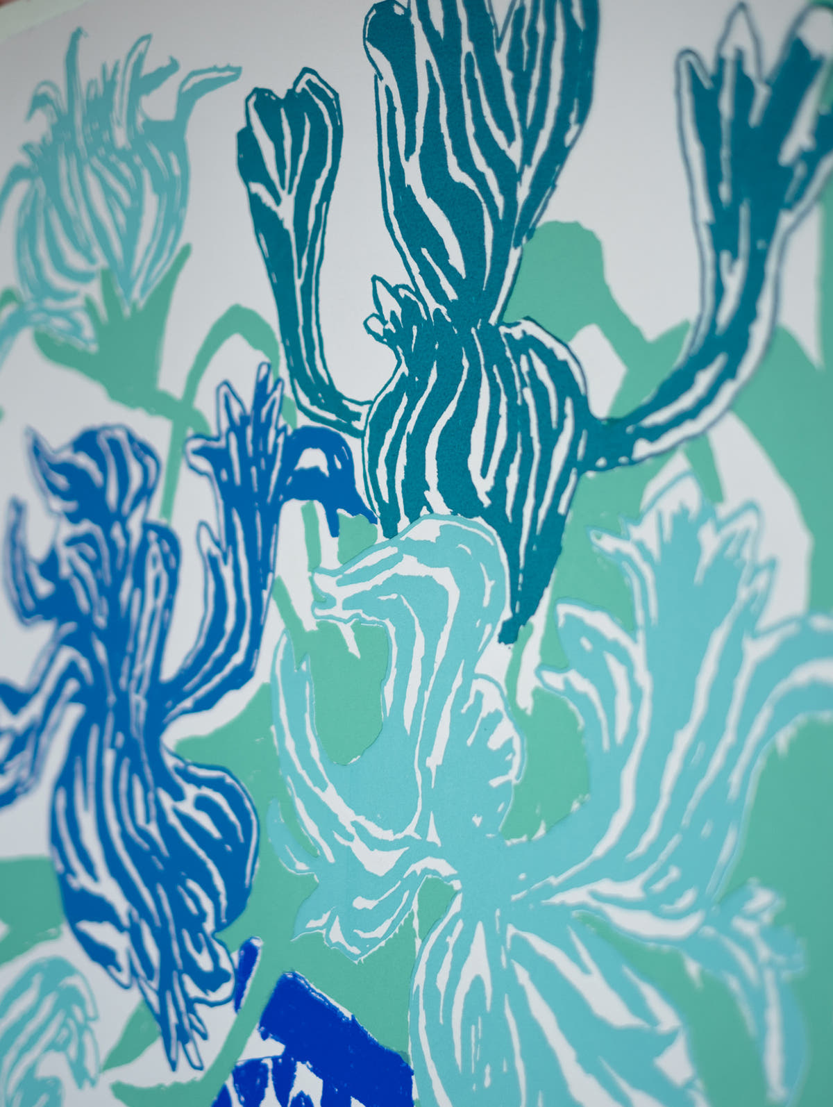 Blue Cut Flowers: Triptych Screen Print - Connolly