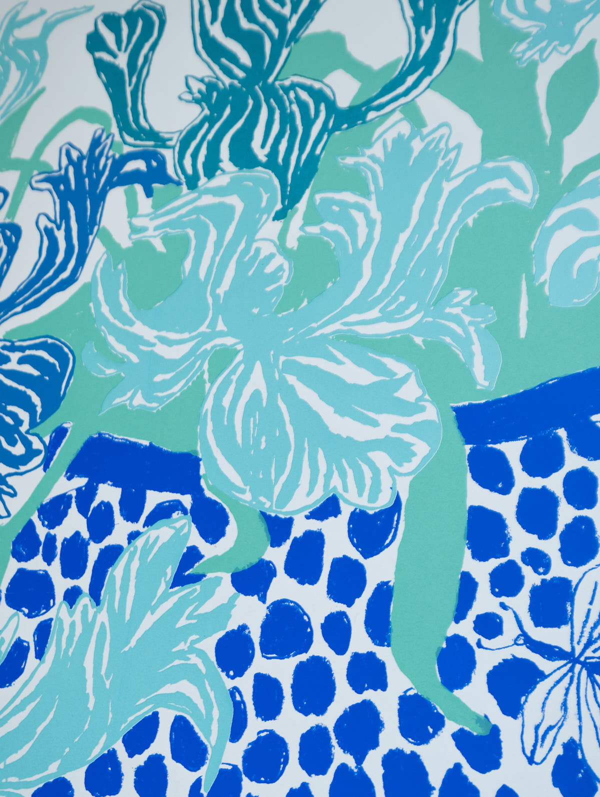 Blue Cut Flowers: Triptych Screen Print - Connolly