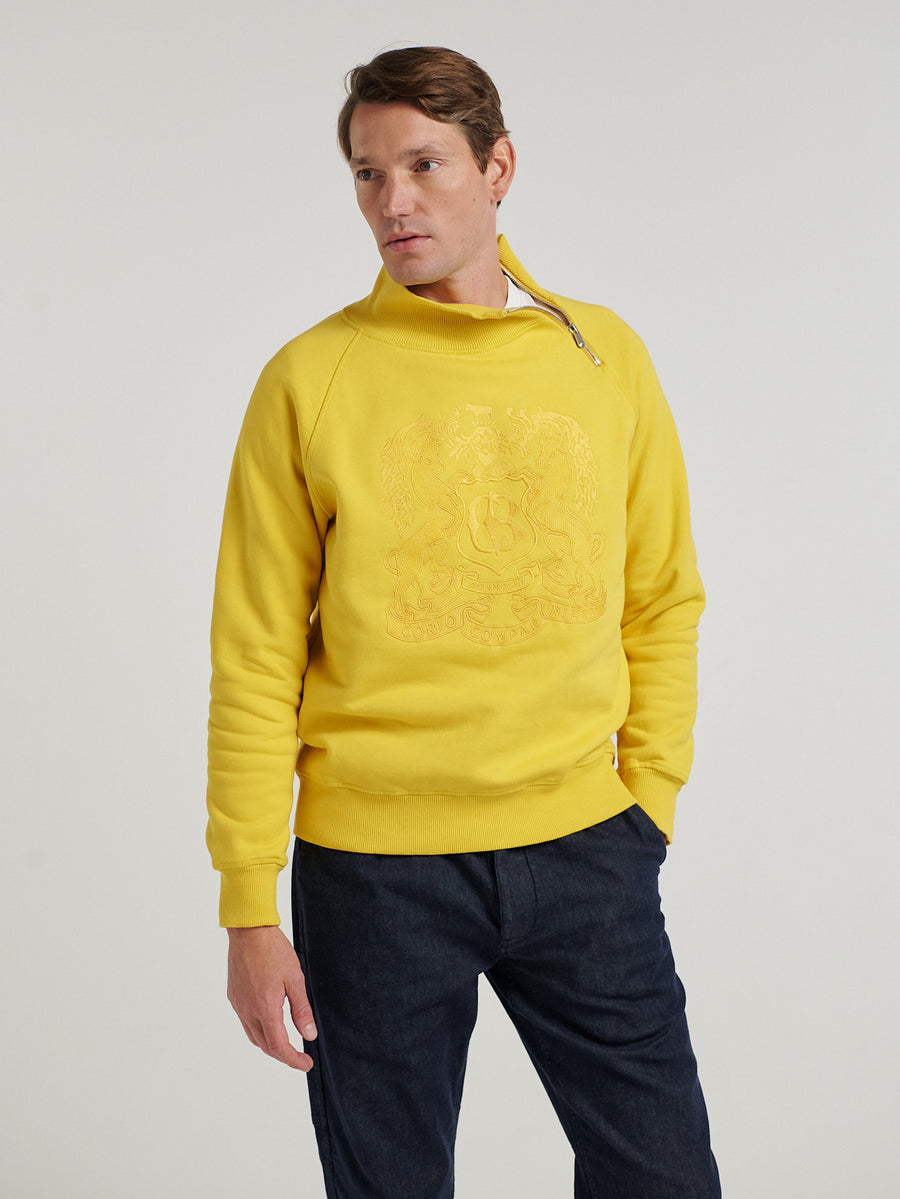 Yellow Embroidered Driving Sweatshirt - Connolly