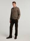 Brown 3 Button Merino Polo Shirt