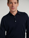 Navy 3 Button Merino Polo Shirt