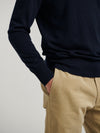 Navy 3 Button Merino Polo Shirt