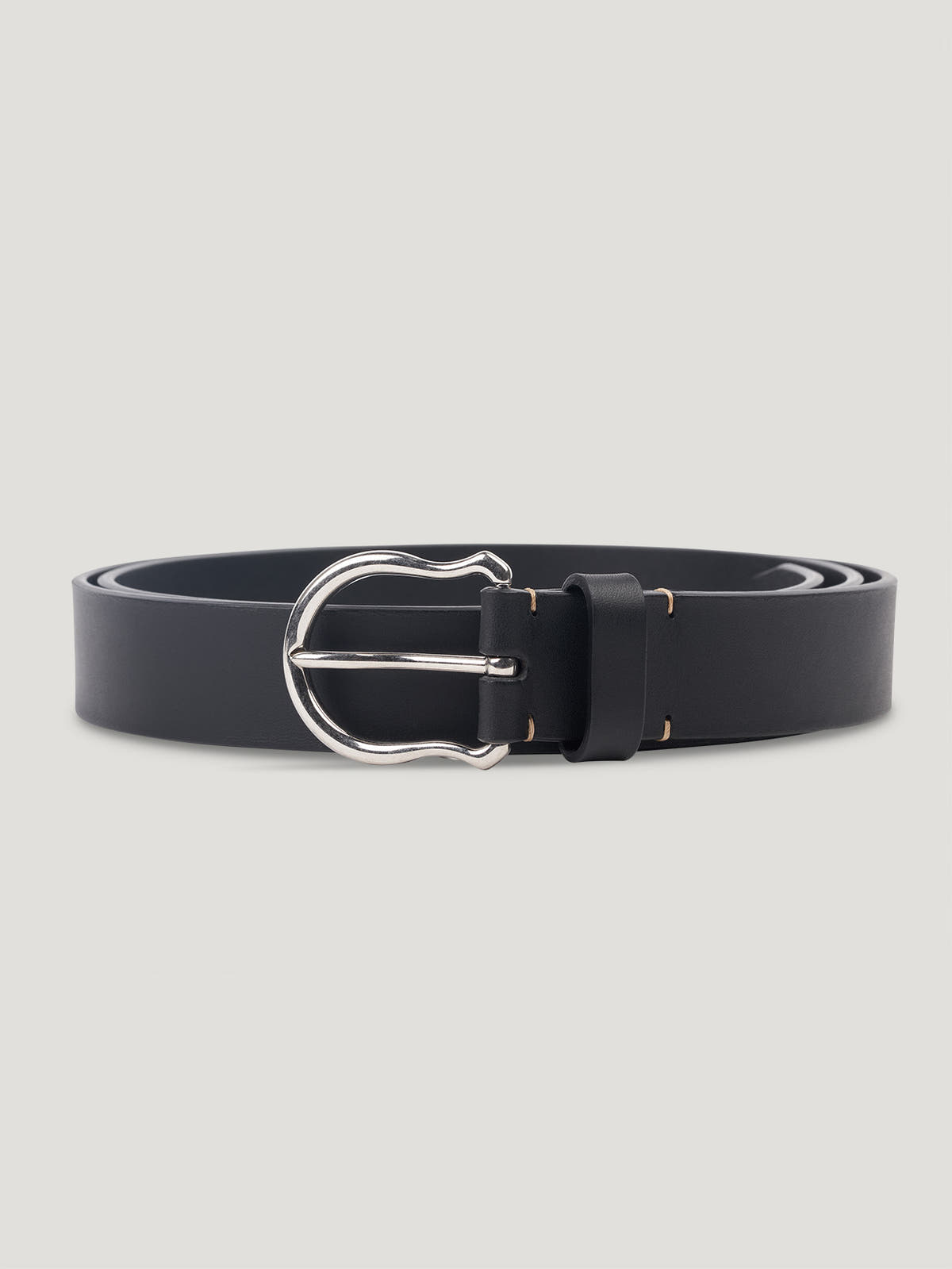 Black Plain Silver Shield Buckle Belt - Connolly