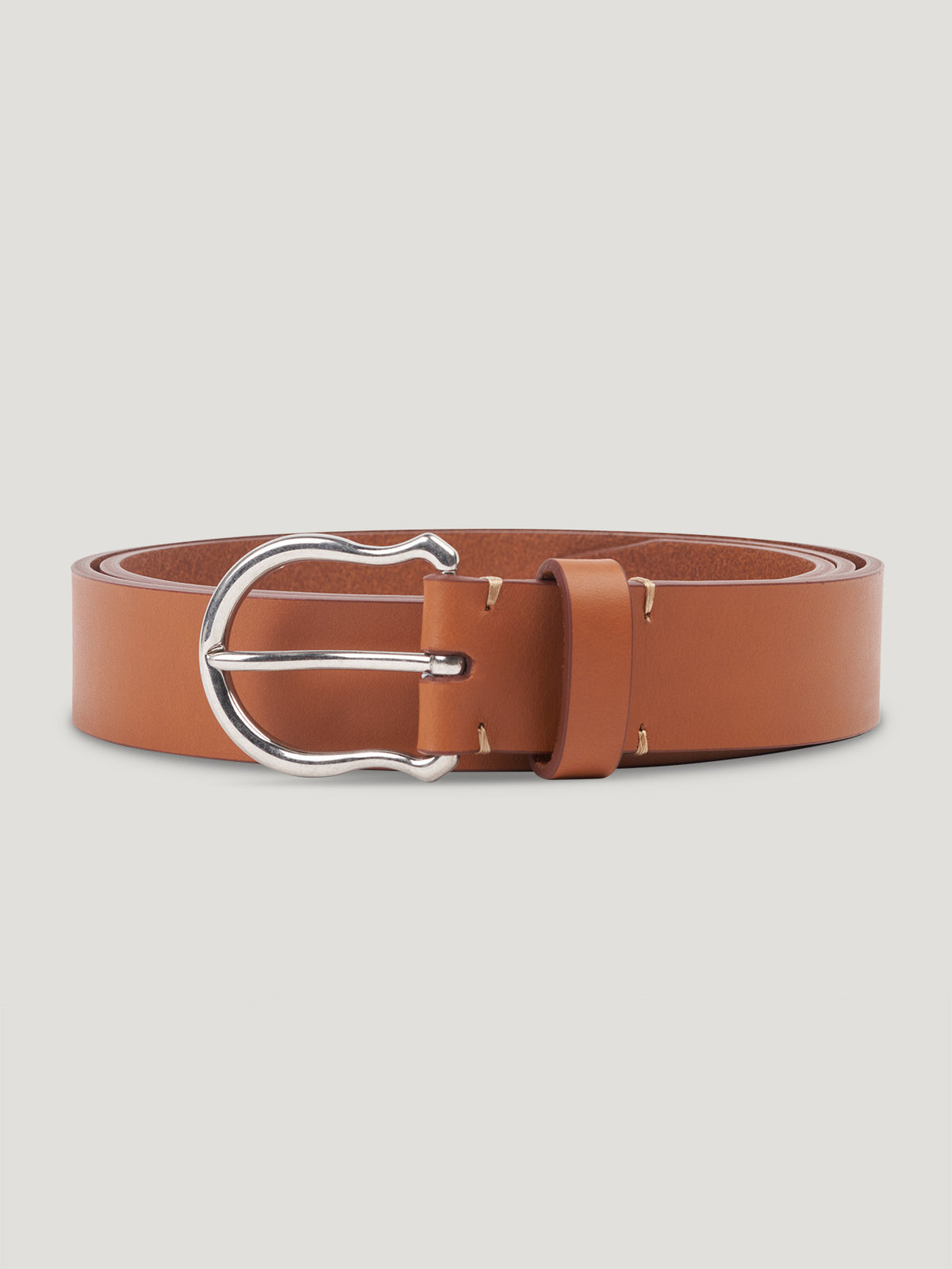 Tan Plain Silver Shield Buckle Belt - Connolly