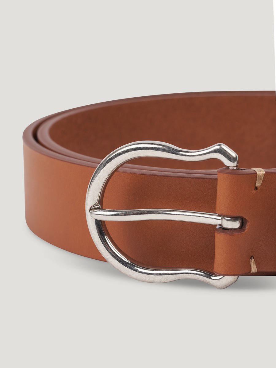 Tan Plain Silver Shield Buckle Belt - Connolly