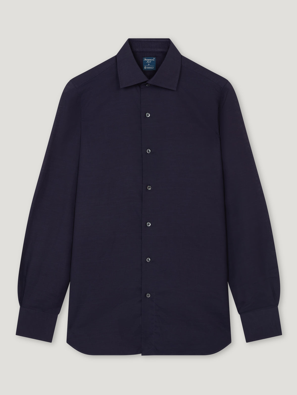 Navy Cotton Linen Hand Finish Shirt - Connolly