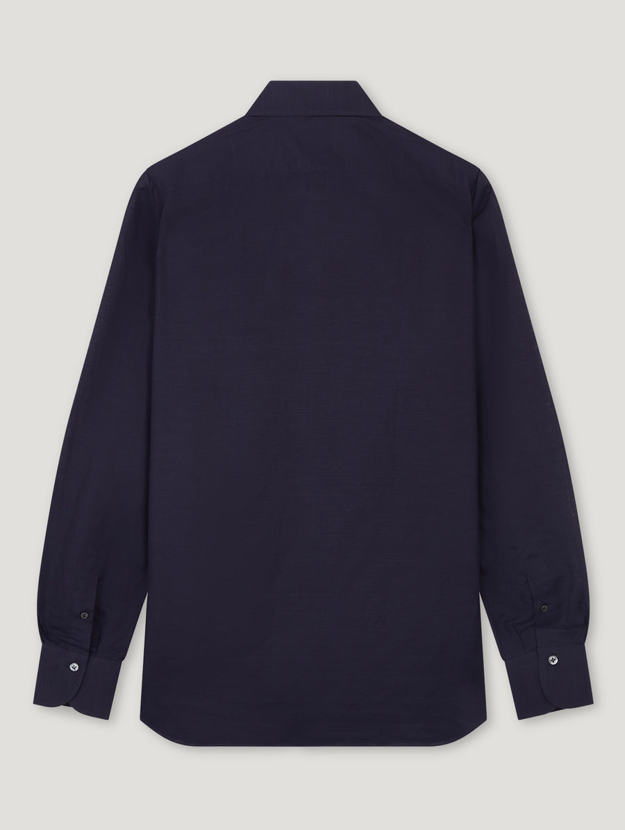 Navy Cotton Linen Hand Finish Shirt - Connolly