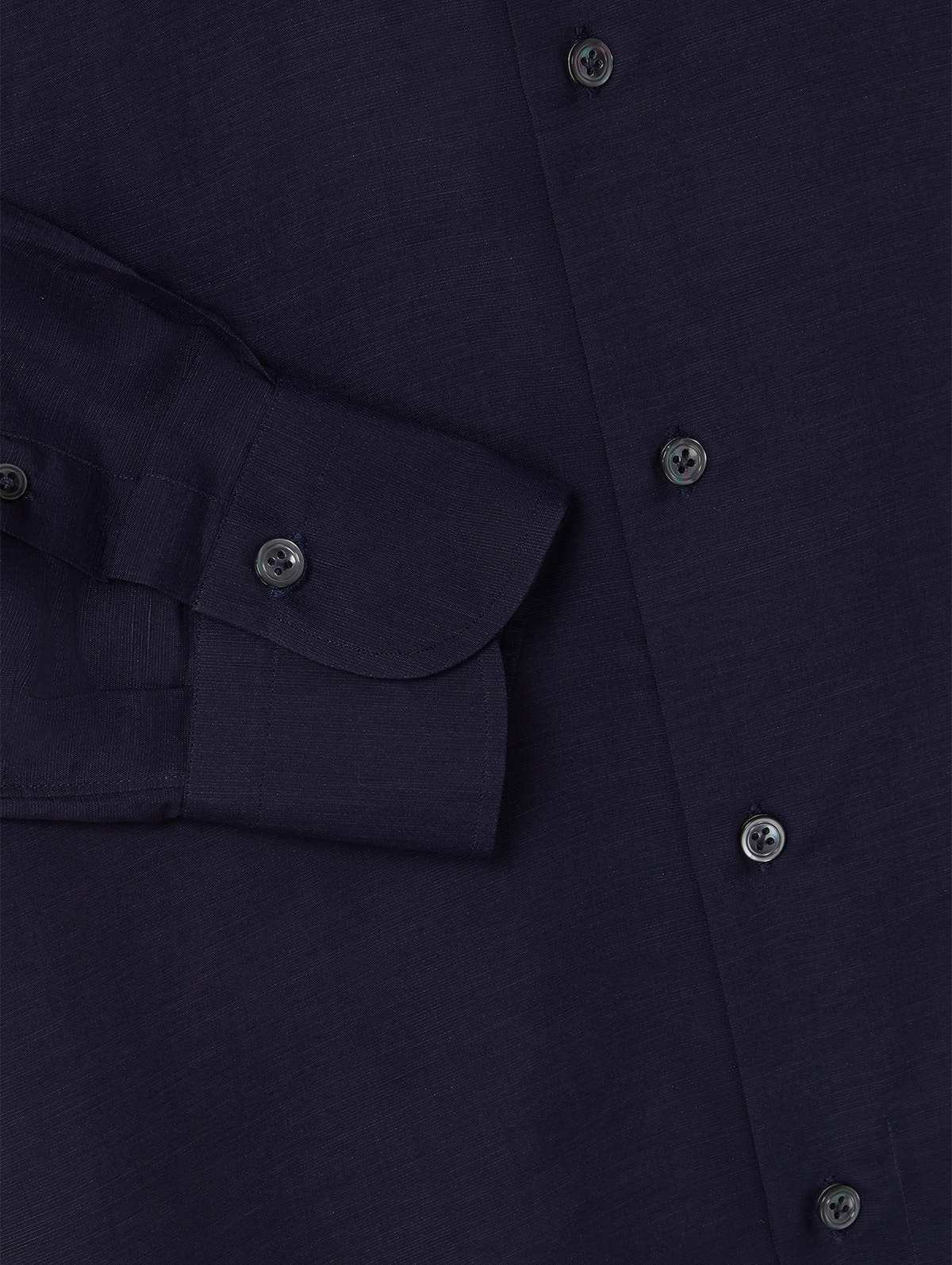 Navy Cotton Linen Hand Finish Shirt - Connolly