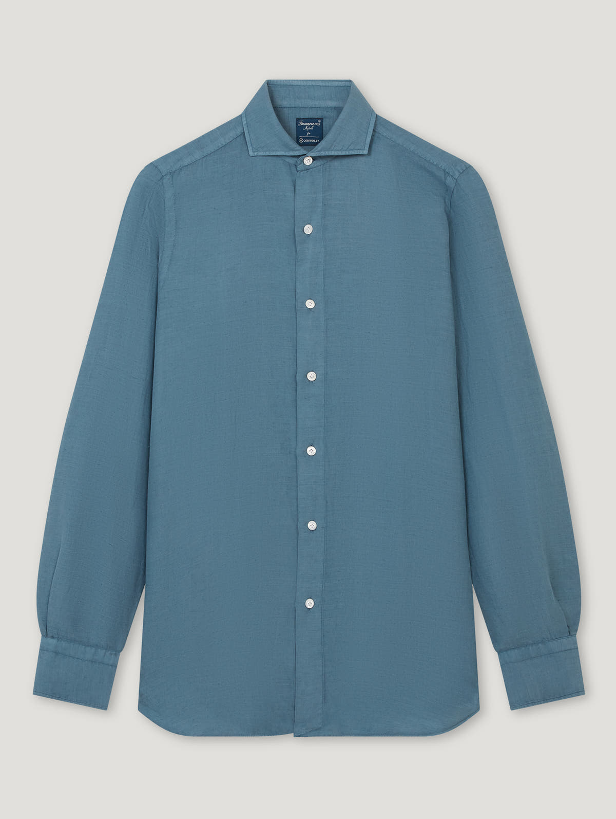 Blue Cotton Silk Hand Finish Shirt - Connolly