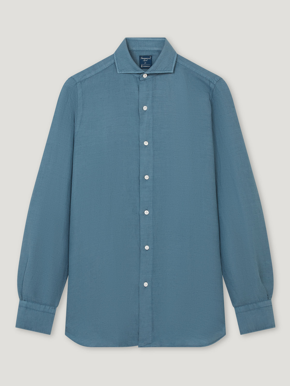 Blue Cotton Silk Hand Finish Shirt - Connolly