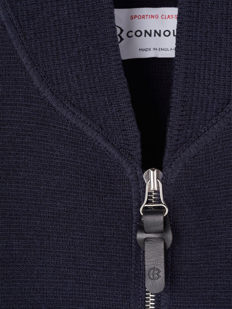 Navy Wool Drop Back Car Vest - Connolly