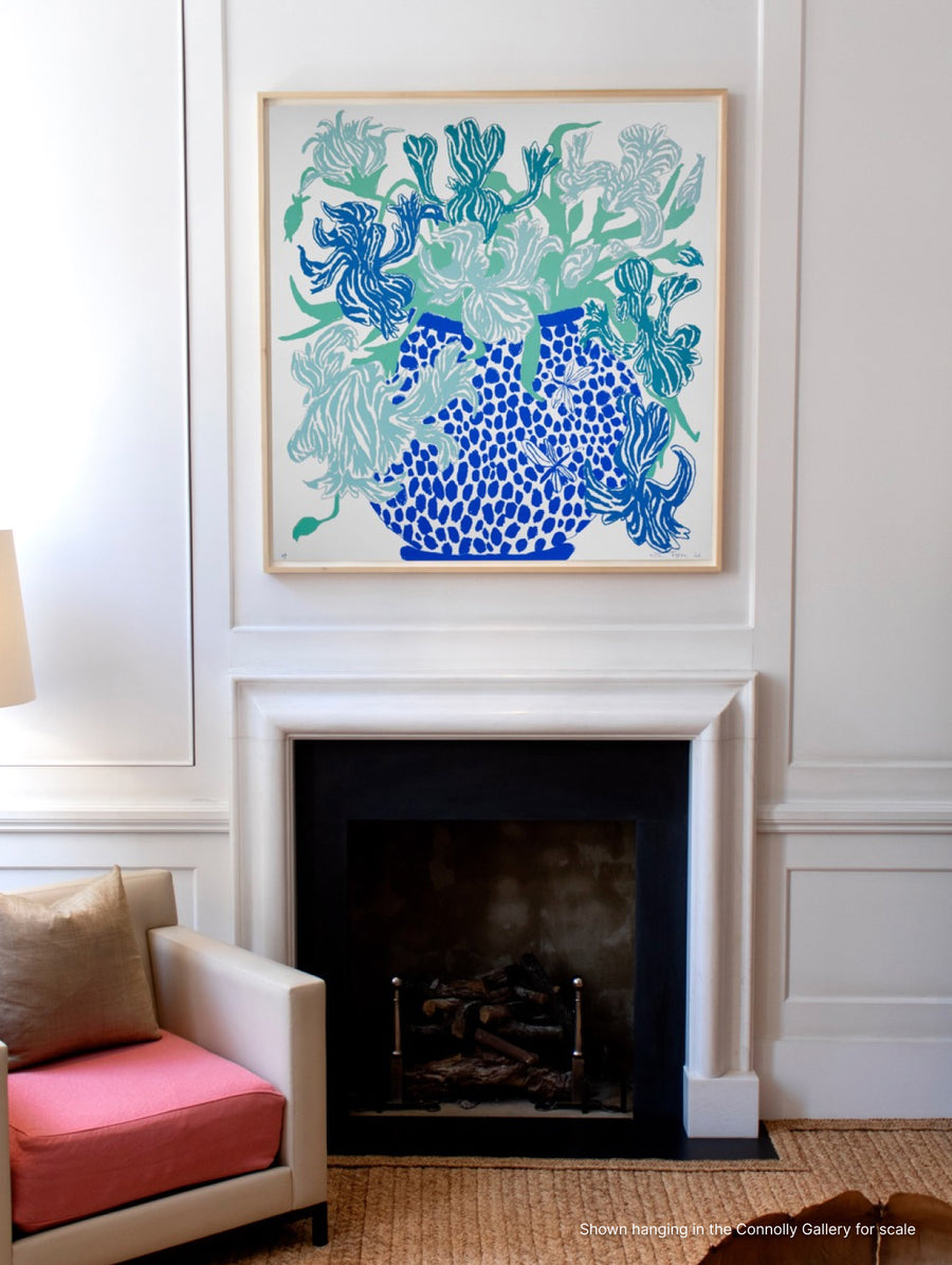 Blue Cut Flowers: Triptych Screen Print - Connolly