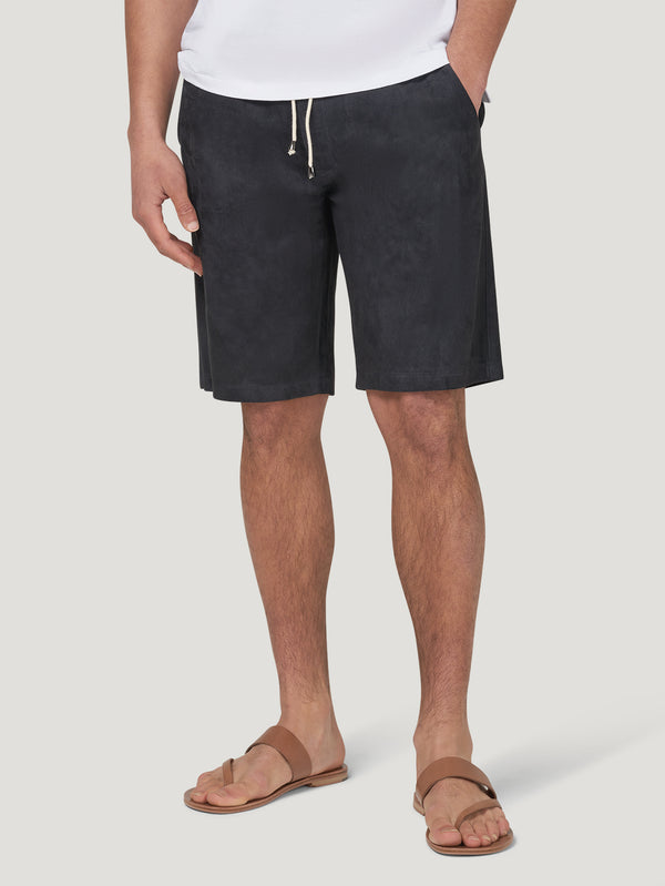 Navy Suede Shorts