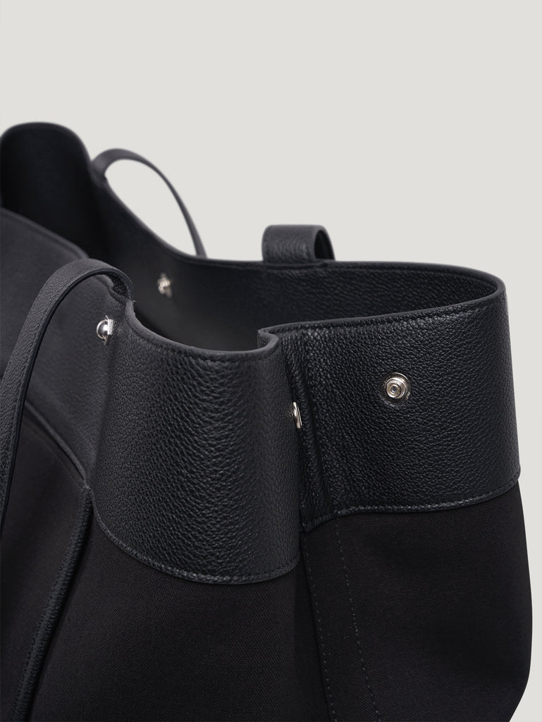 Black Pocket Tote Connolly Tote Bag Canvas and Leather Tote