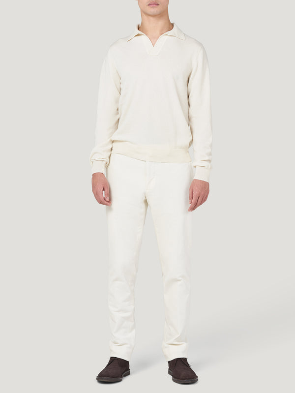 White Horizontal Cord Trousers