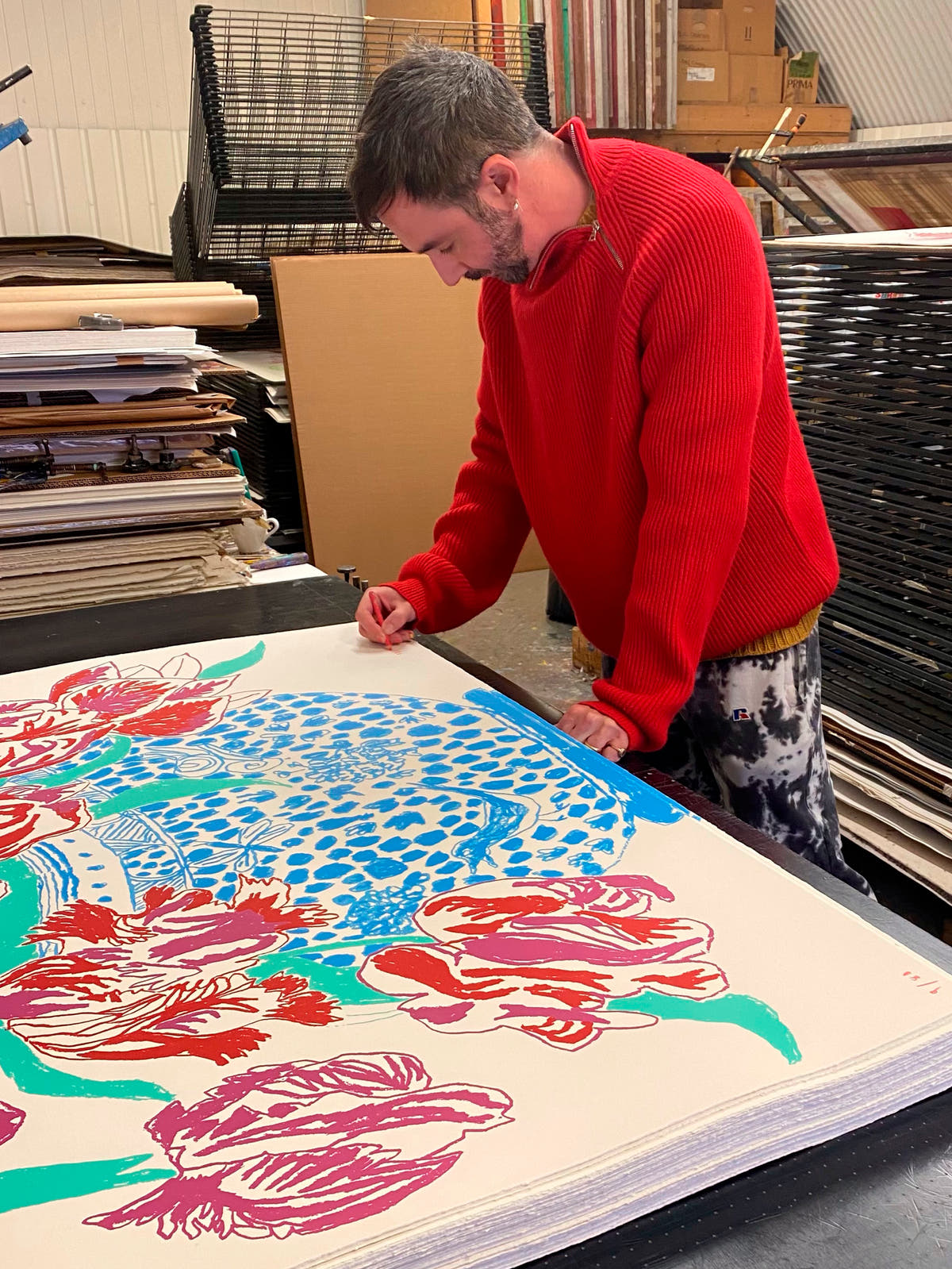 Large Cut Flowers Screen Print by Oisin Byrne - Connolly