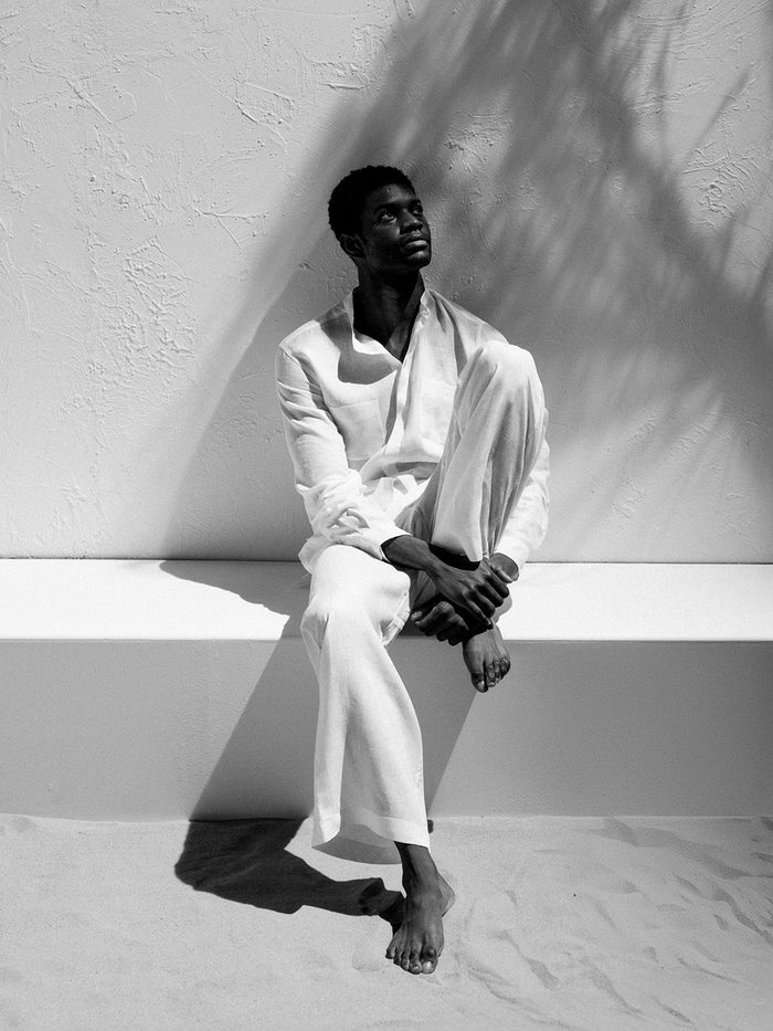 ﻿connolly White Collarless Long Sleeve Shirt