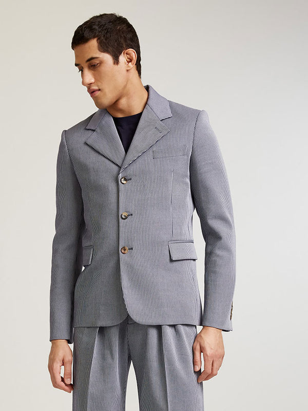 Blue Oxford Single Breasted Jacket