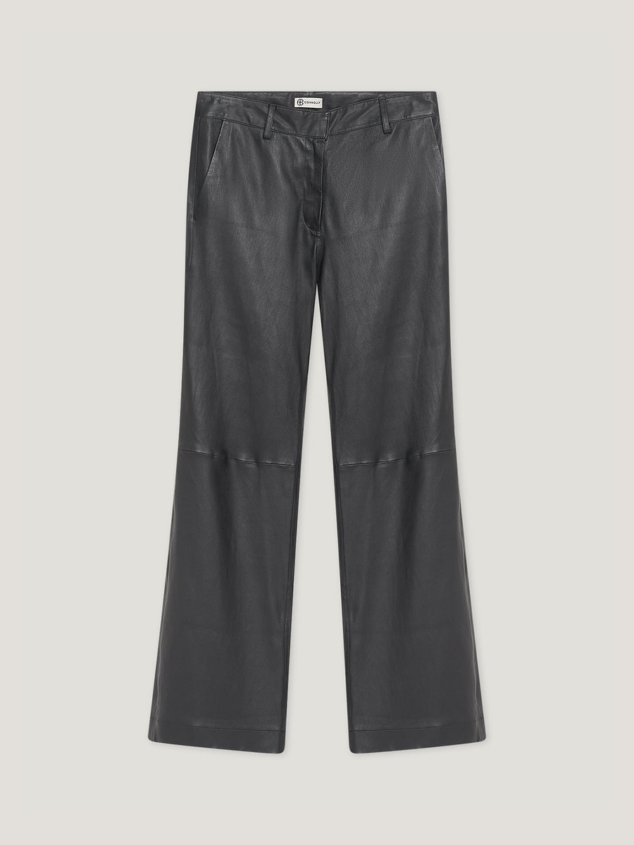 Black Stretch Leather Trousers