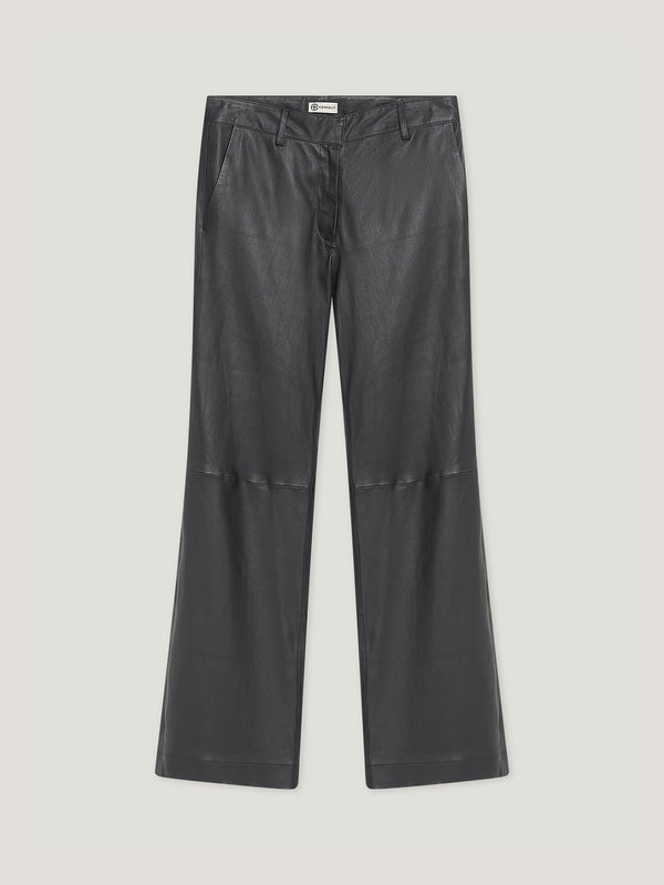 Black Stretch Leather Trousers