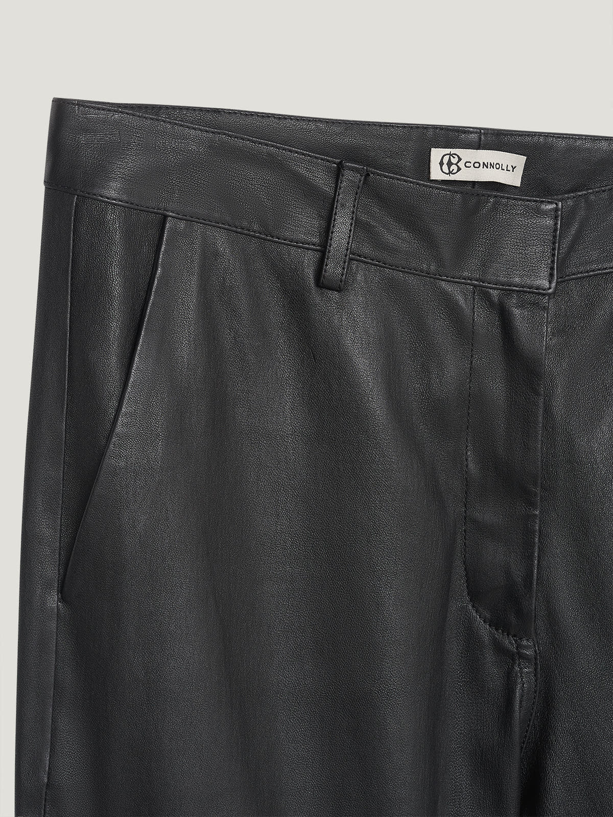 Black Stretch Leather Trousers - Connolly
