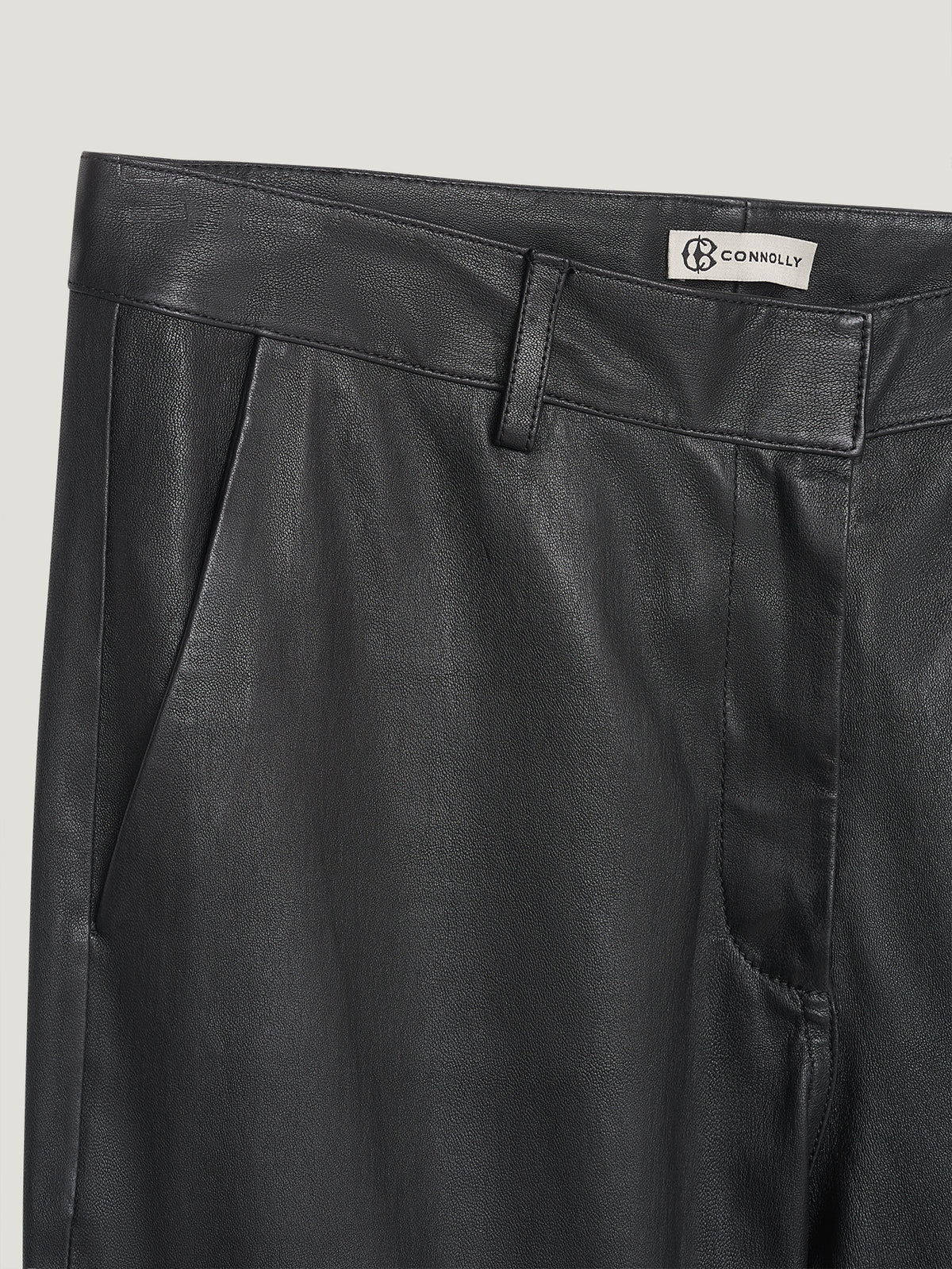 Black Stretch Leather Trousers - Connolly