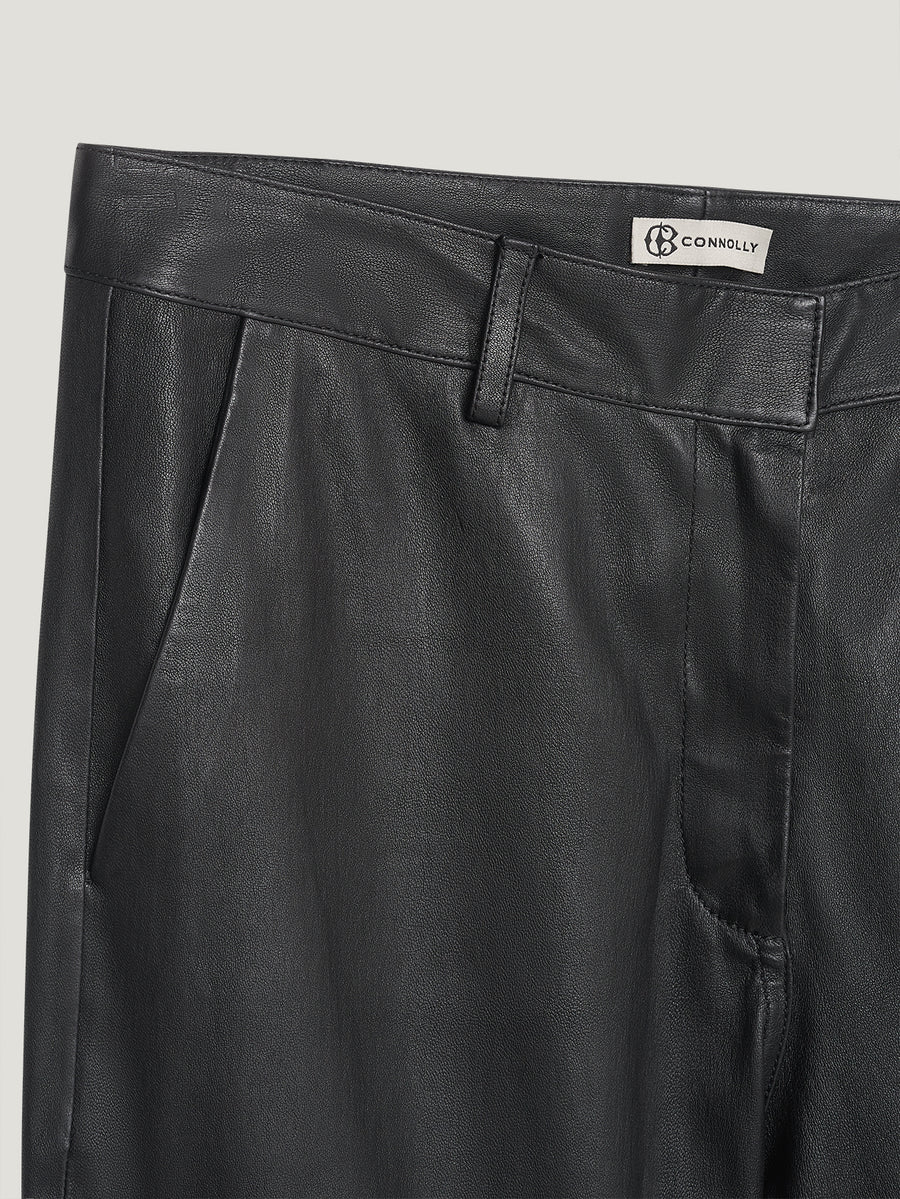 Black Stretch Leather Trousers