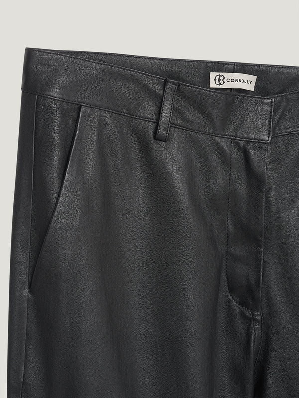 Black Stretch Leather Trousers