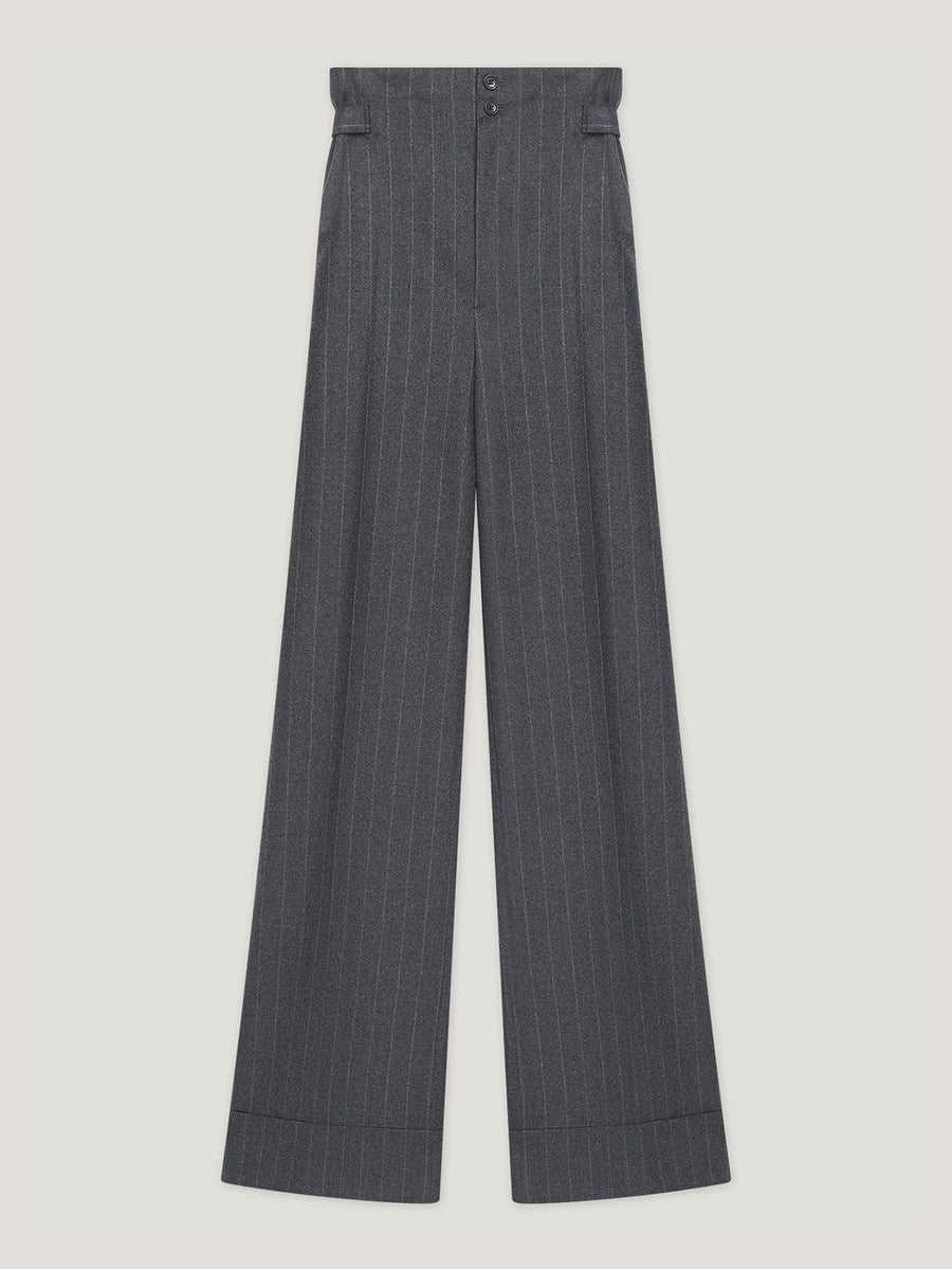 Charcoal Chalk Stripe Sash Trousers - Connolly