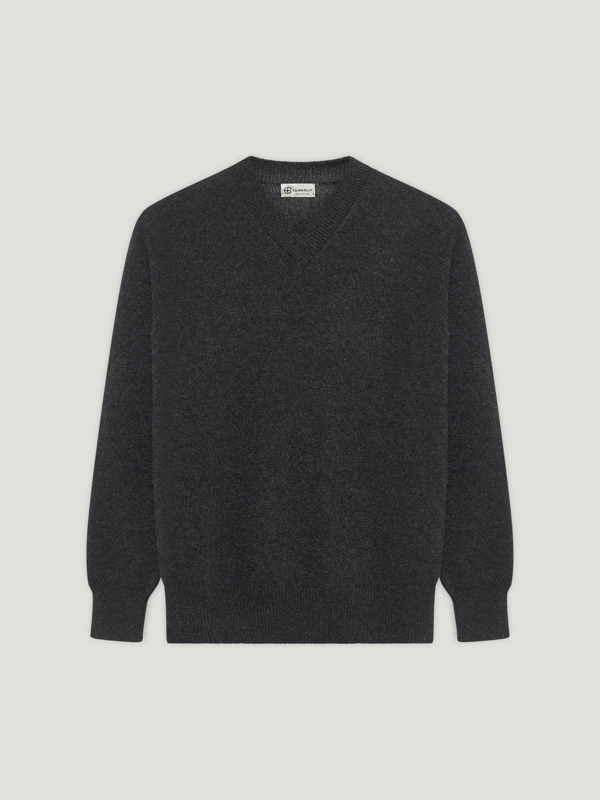 Charcoal 4 Ply Favourite V Neck Sweater - Connolly