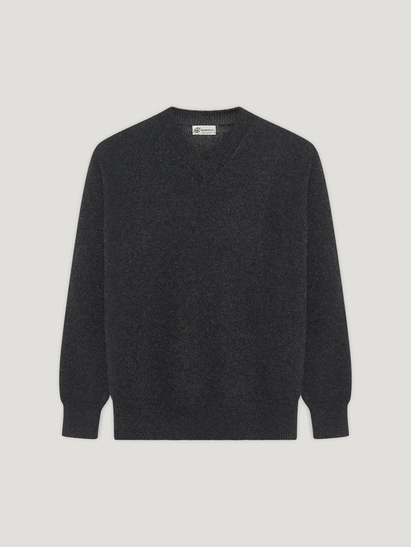 Charcoal 4 Ply Favourite V Neck Sweater