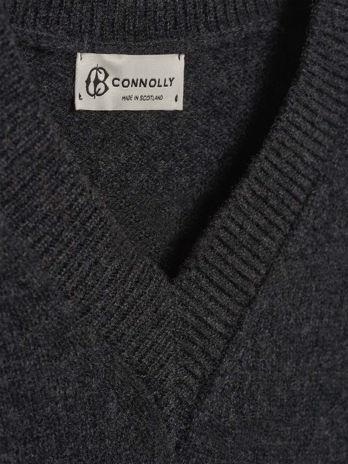 Charcoal 4 Ply Favourite V Neck Sweater - Connolly