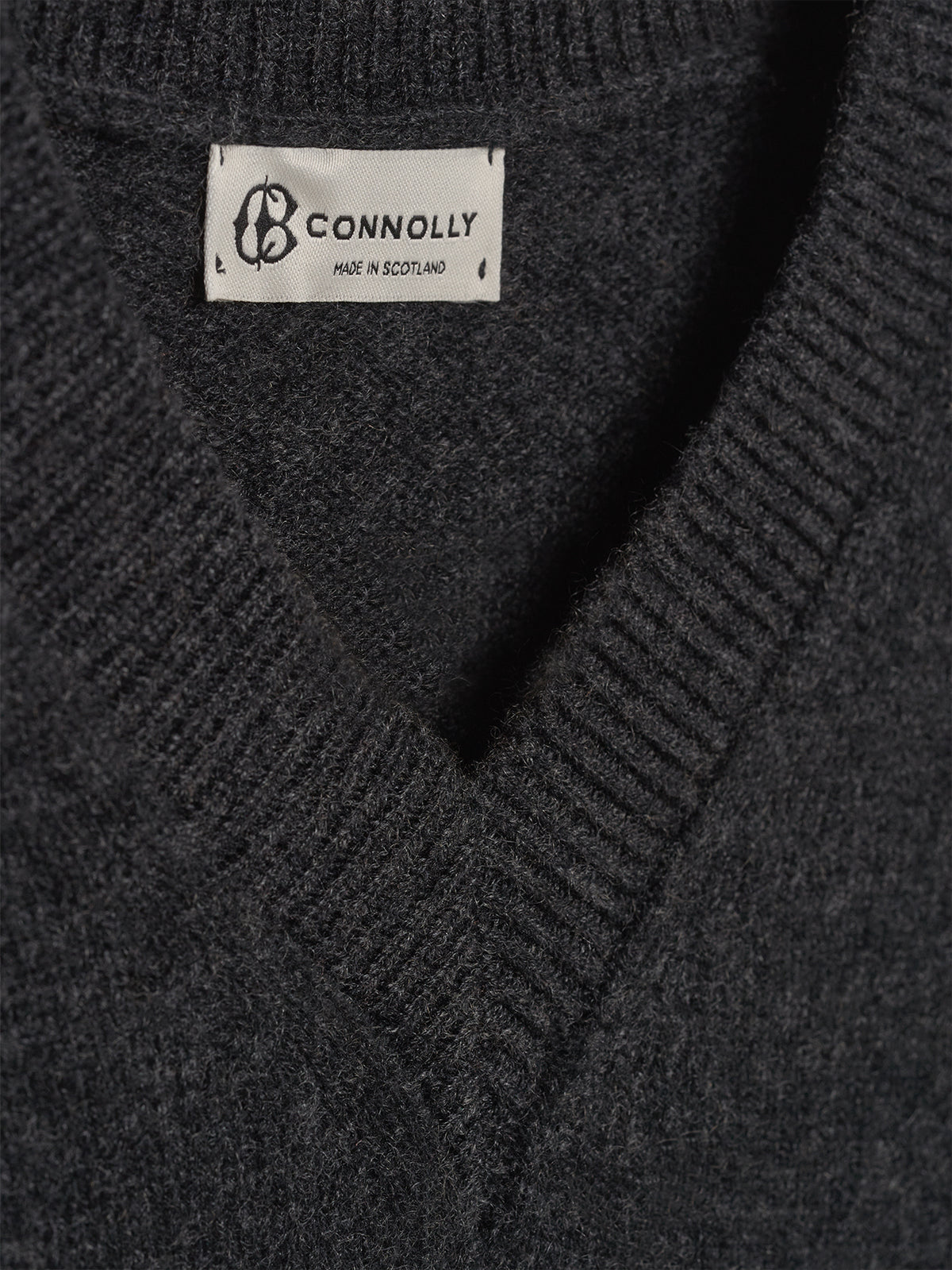 Charcoal 4 Ply Favourite V Neck Sweater - Connolly