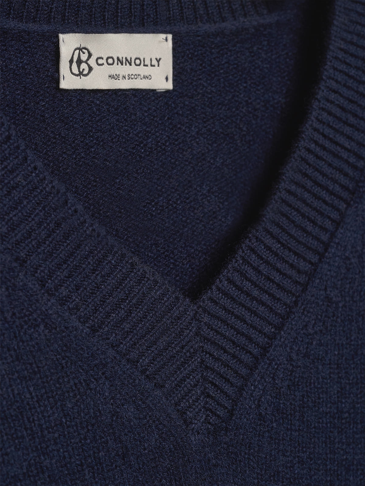 Navy 4 Ply Favourite V Neck Sweater - Connolly